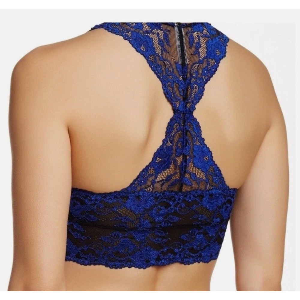 Intimately Free People Women's Cross Dye Galoon Lace Racerback Bra Size S - Picture 2 of 5